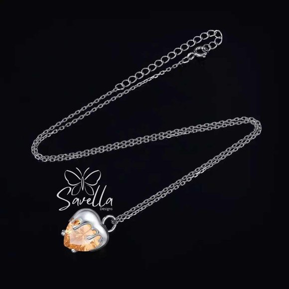 "BEE MY HONEY" SOLID STERLING 925 SILVER CITRINE PENDANT & CHAIN - Picture 4 of 6